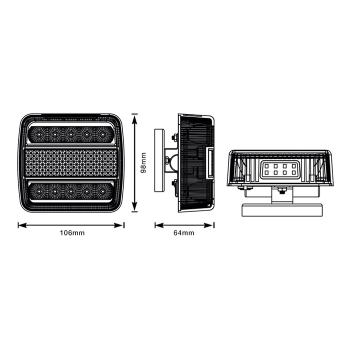 Picture of Brake light, LED, magnetic with 7.5m cables and triangles, 106x98
