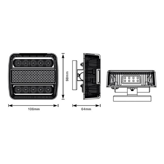 Picture of Brake light, LED, magnetic with 7.5m cables and triangles, 106x98