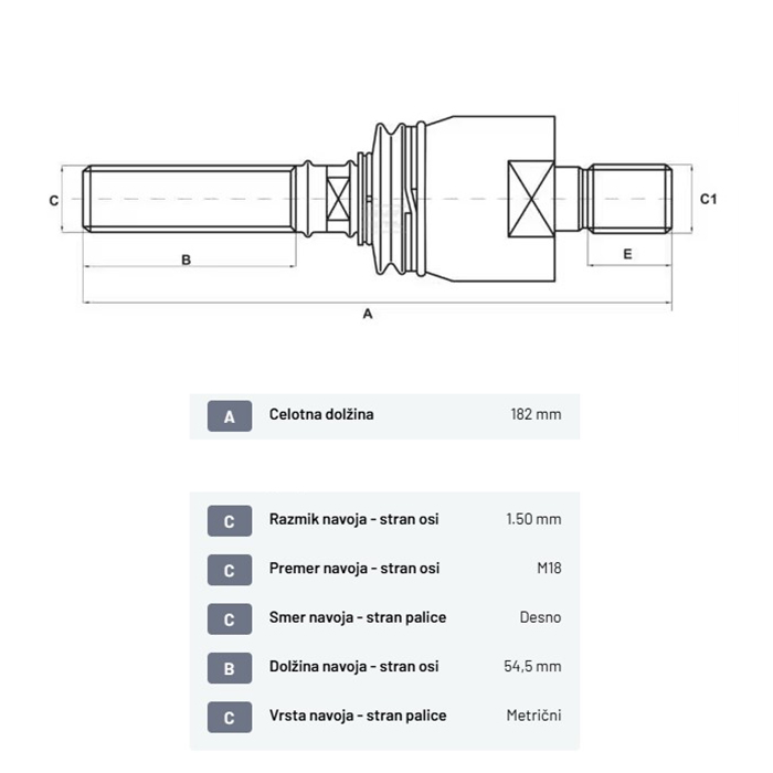 Bild von Končnik aksialni zglob M18x1,5, M18x1,5 - 3428268M1