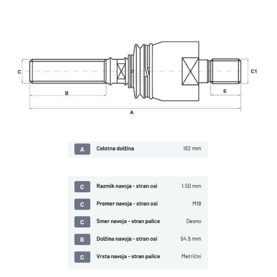 Bild von Končnik aksialni zglob M18x1,5, M18x1,5 - 3428268M1