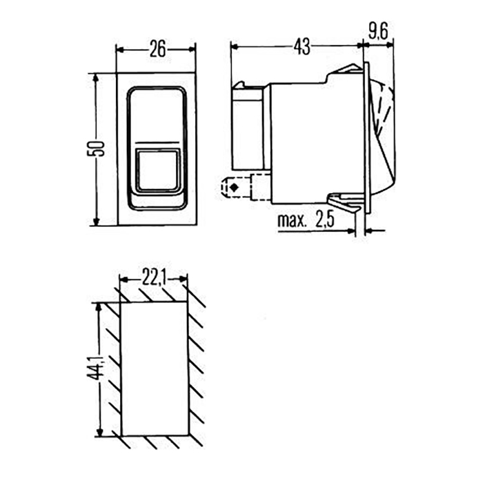 Bild von Stikalo luči Hella 0,1 Steyr, Case-dimenzija 50x26mm