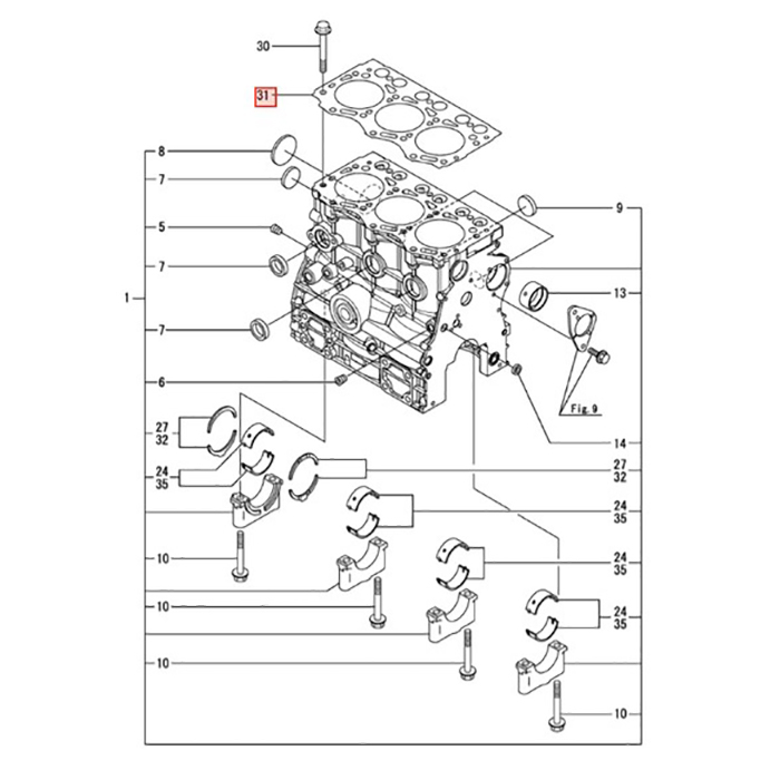 Slika Tesnilo glave motorja Yanmar - 3 cil. 119717-01331