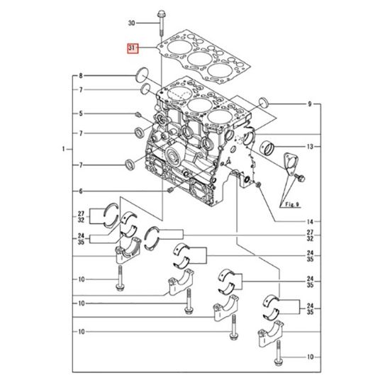 Slika Tesnilo glave motorja Yanmar - 3 cil. 119717-01331