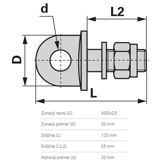 Slika Vijak roke stabilizatorja M20x2,5/ L-125 mm