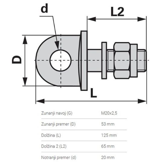 Slika Vijak roke stabilizatorja M20x2,5/ L-125 mm
