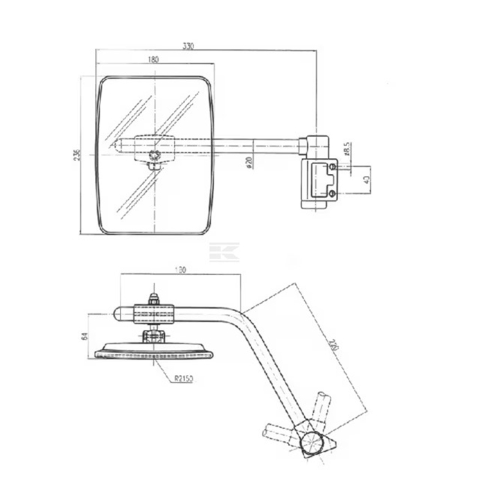 Slika Ogledalo z nosilcem Same kompletno levo
