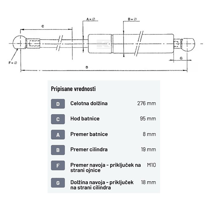 Bild von Plinska vzmet L-275mm 200N Fendt F258514210020