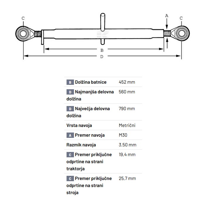 Slika Topling ročica 19-25 560-790mm