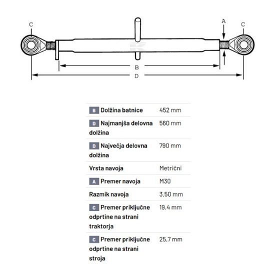 Slika Topling ročica 19-25 560-790mm