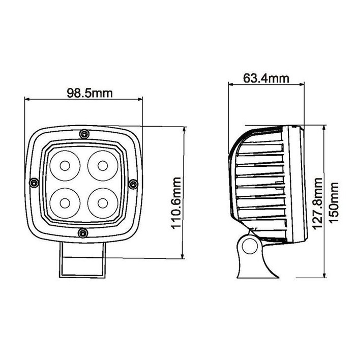 Picture of Žaromet delovni Led 12/24V-40W 4x10W-2500lumnov, 98,5x110x63,4