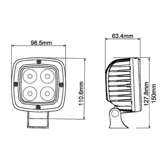 Picture of Žaromet delovni Led 12/24V-40W 4x10W-2500lumnov, 98,5x110x63,4