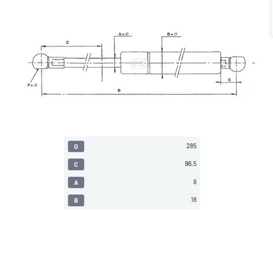 Picture of Plinska vzmet L-285 mm F-400N 0.023.8838.4