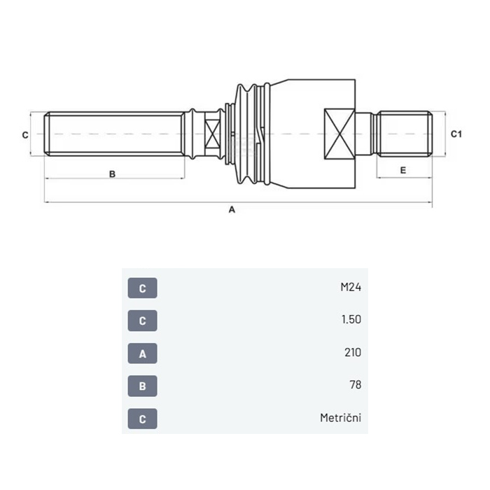 Picture of Končnik aksialen zglob M24x1,5/M22x1,5mm CI351504
