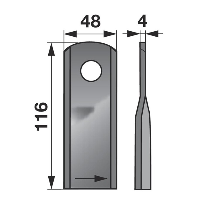 Slika Nož RK 116x48x4mm FI-20,5 mm desni