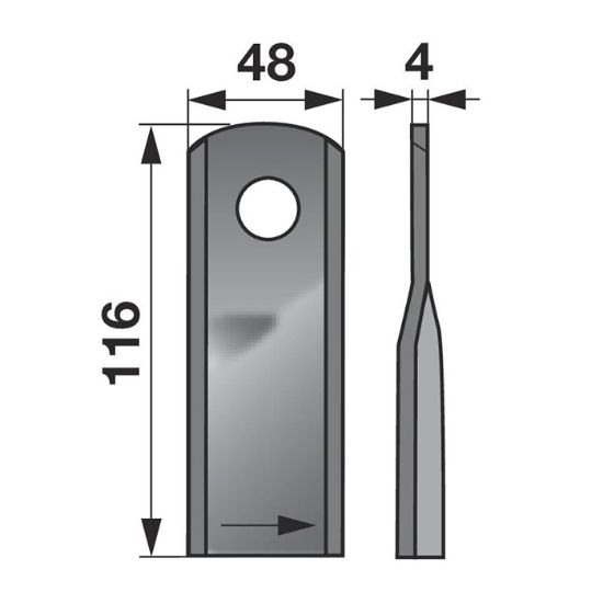 Slika Nož RK 116x48x4mm FI-20,5 mm desni