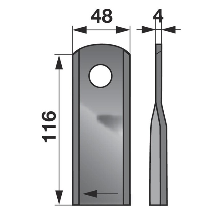 Bild von Nož RK 116x48x4mm FI-20,5 mm levi