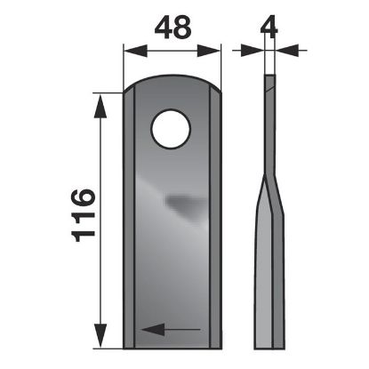 Slika Nož RK 116x48x4mm FI-20,5 mm levi