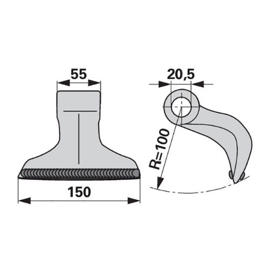 Slika Kladivo plazemsko poboljšano luknja 20,5mm, uho 55mm, širina 150mm