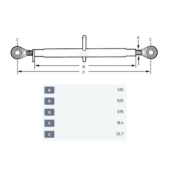 Picture of Topling ročica 19-25 625-875 mm