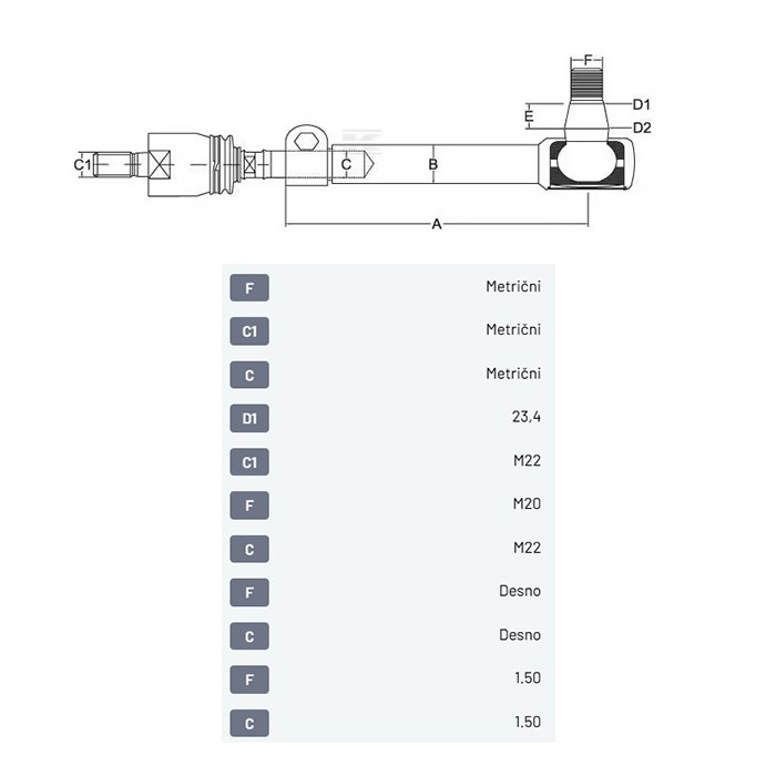Picture of Končnik + aksialni zglob MF4455 V37030300 Valtra