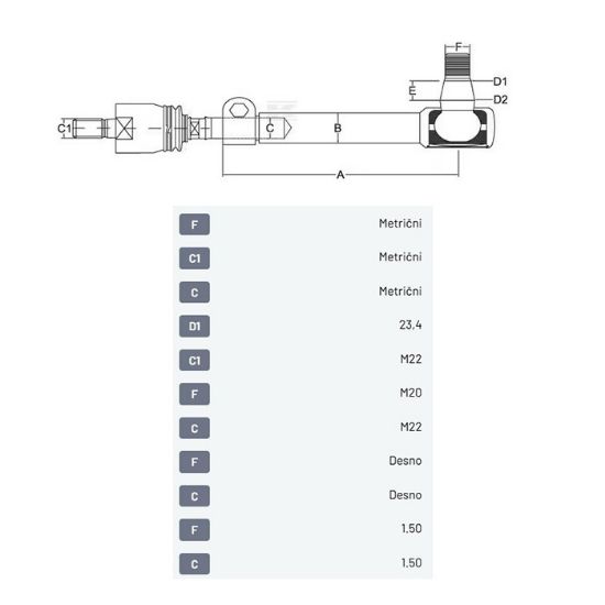 Picture of Končnik + aksialni zglob MF4455 V37030300 Valtra