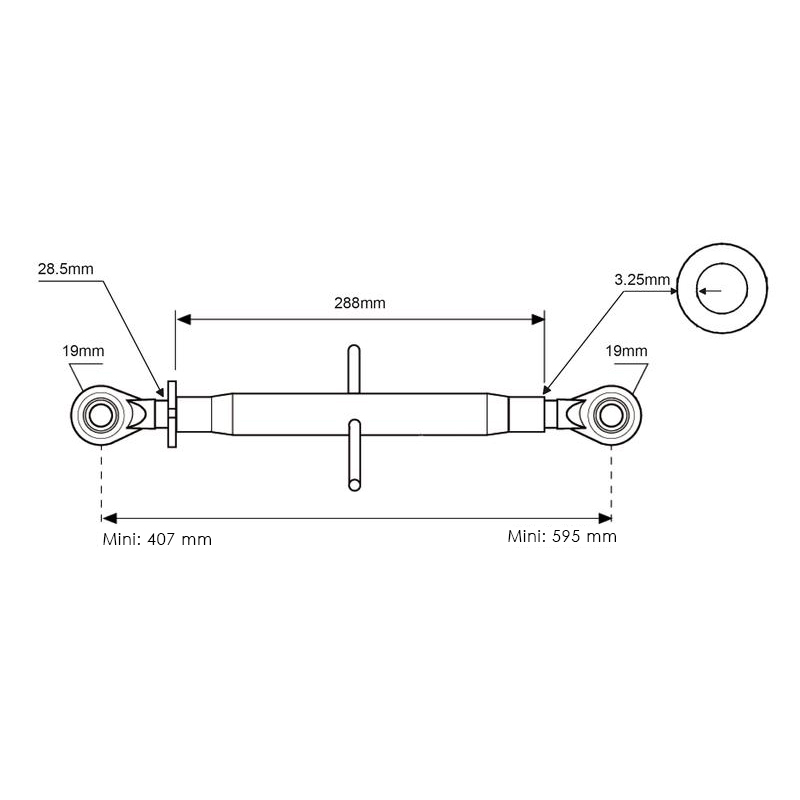 Picture of Top link arm 19-19, 407-595mm
