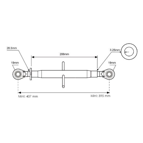 Picture of Top link arm 19-19, 407-595mm
