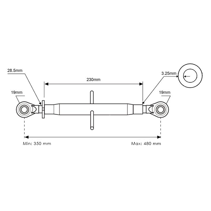 Picture of Top link arm 19-19, 345-470mm