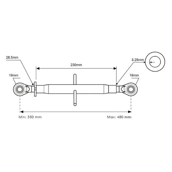 Picture of Top link arm 19-19, 345-470mm