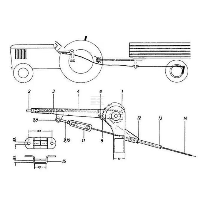 Picture of Ročica ročne zavore BPW komplet z žico L-5150mm