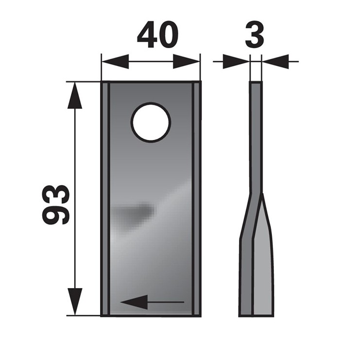 Bild von Nož RK 93x40x3mm Kuhl desni 56151300 - luknja=16,2