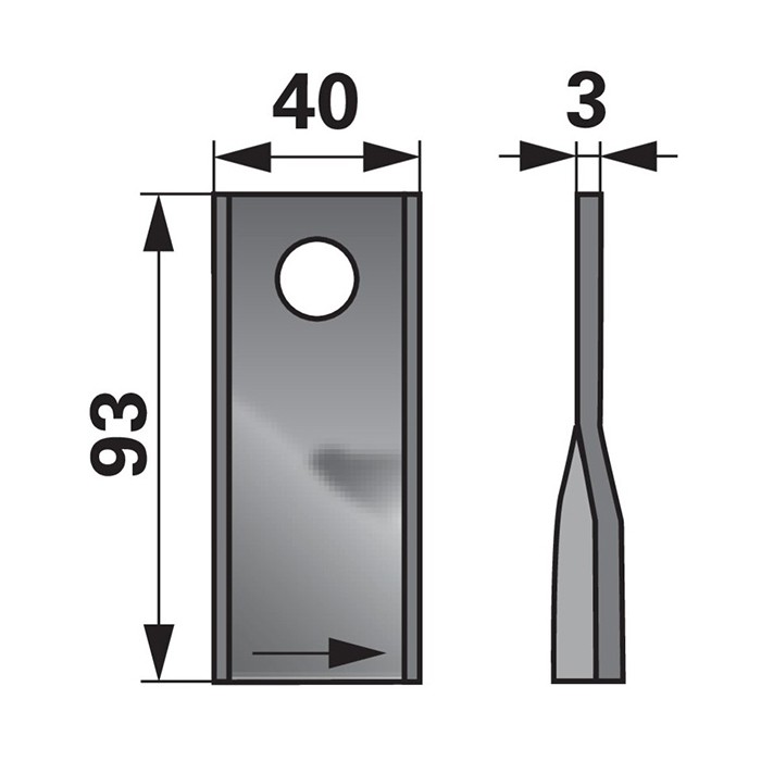 Picture of Nož RK 93x40x3mm Kuhl levi 56151200 - luknja=16,2