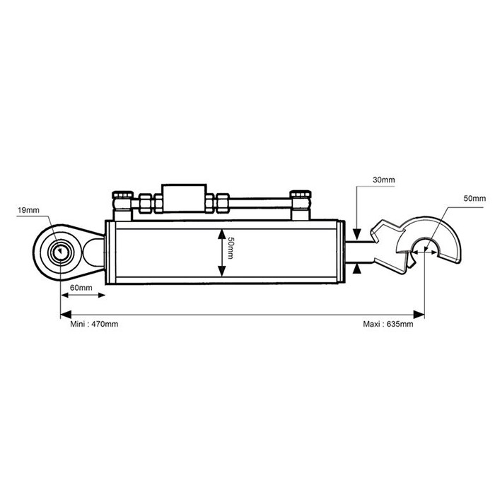 Slika Topling hidravlični 470-635mm Cat.1/2-19-25 avtomatski priklop + cev